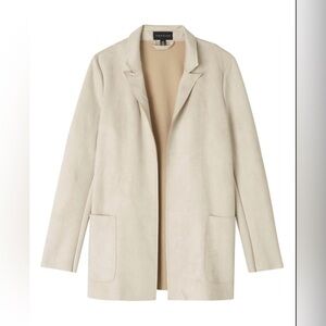 Premise Micro Faux Suede Open Front Light Trench Jacket Career Casual Size M